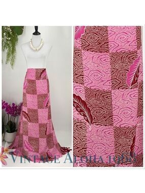 Maroon/Pink Abstract Checkered SARONG Pareo Lavalava Beach Wrap Skirt Summer Sca